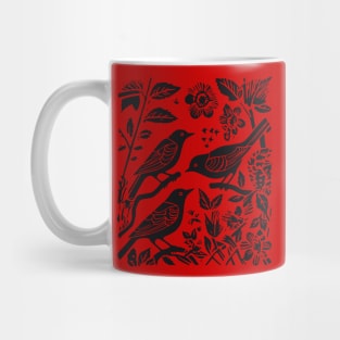 Lino Cut Birds Mug